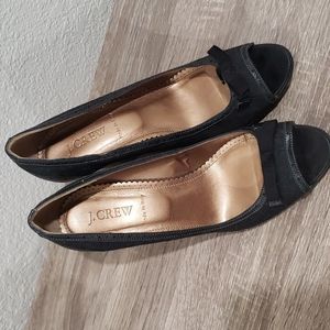 J crew gray suede wedge shoes